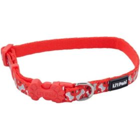 Li'L Pals Reflective Collar  Red with Bones (Option: 68"L x 3/8"W)