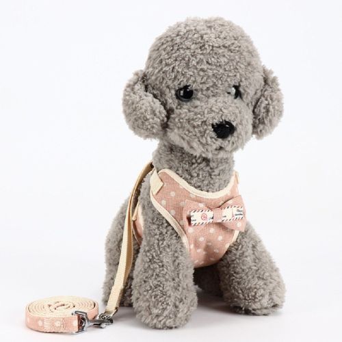 Dog Breathable Mesh Harness with Leash Pet Walking Harness with Cute Bows Adjustable Training Vest Dog Breathable Mesh Harness with Leash Pet Walking Harness with Cute Bows Adjustable Training Vest